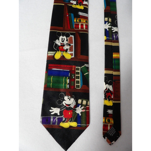 Vintage Mickey Unlimited Mens Neck Tie Mickey Mouse Books Library 90s Retro - Picture 4 of 7